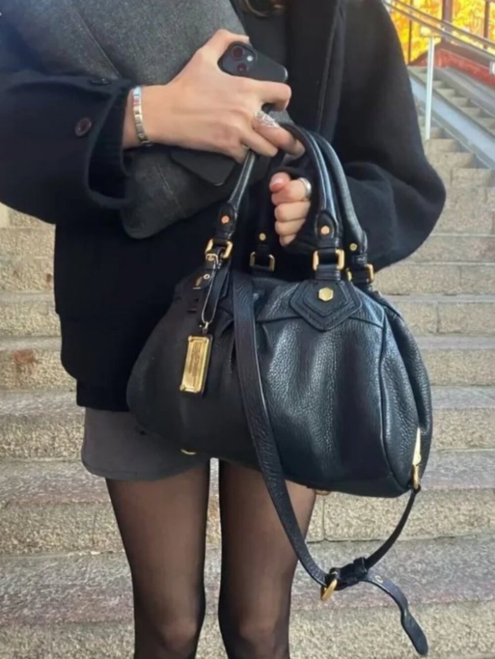 Marc by Marc Jacobs Black Pebbled Leather Standard Supply Workwear Bag